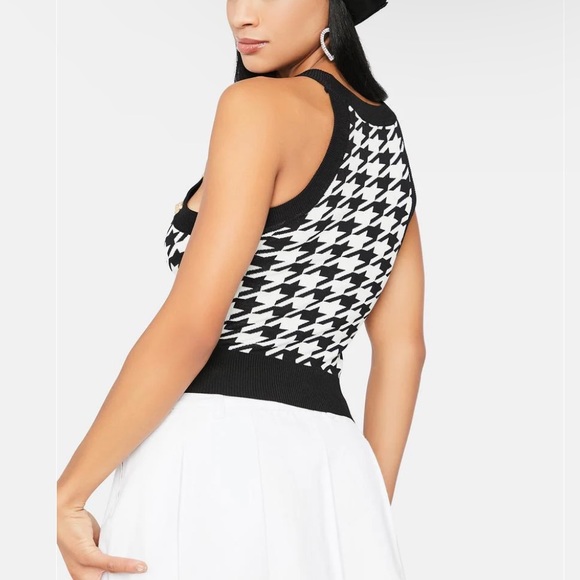 Night U And Me In Paris Houndstooth Crop Tank Top - Picture 2 of 3